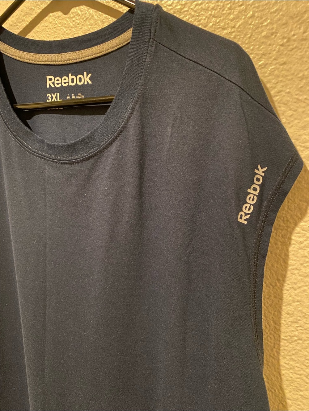 Reebok Men's Navy Short Sleeve Crew with Contrast Trim